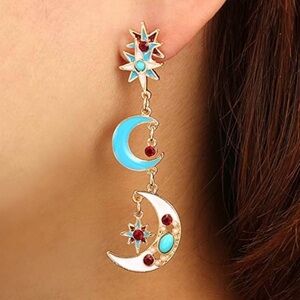 Gold and Blue Celestial Earrings